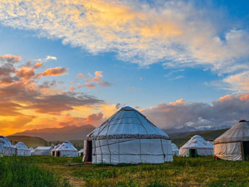 Mongolian yurt at beautiful afternoon